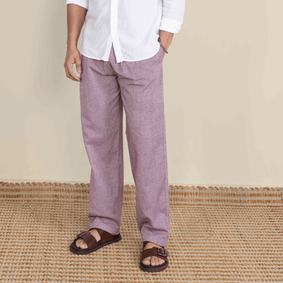 Wine Men's Lounge Pant | Fits Waist Size 28" to 36" – Mens Pyjama on Brown Living™. SKU: AT01039. Img 1.
