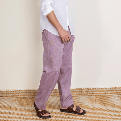 Wine Men's Lounge Pant | Fits Waist Size 28" to 36" – Mens Pyjama on Brown Living™. SKU: AT01039. Img 5.