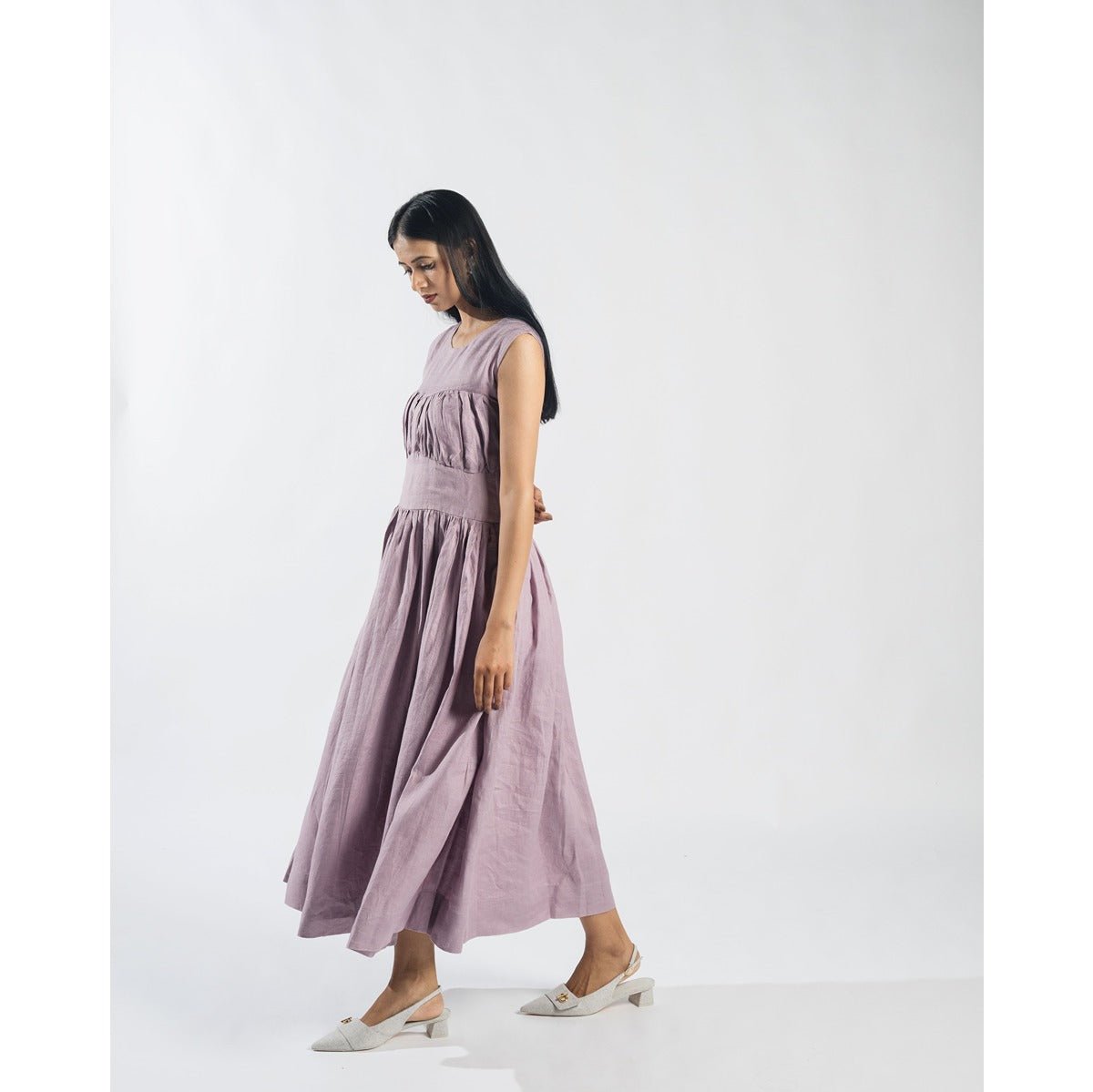 Wisteria Ankle Length Dress in Hemp for Women – Womens Dress on Brown Living™. SKU: HEM-WIS-XS. Img 3.