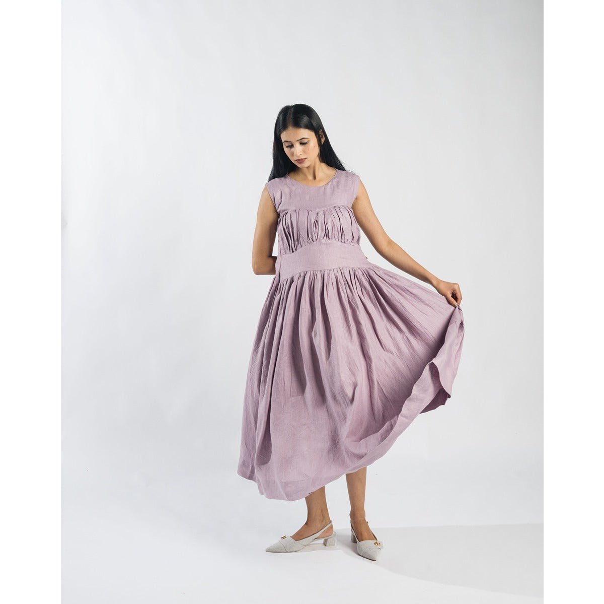 Wisteria Ankle Length Dress in Hemp for Women – Womens Dress on Brown Living™. SKU: HEM-WIS-XS. Img 2.