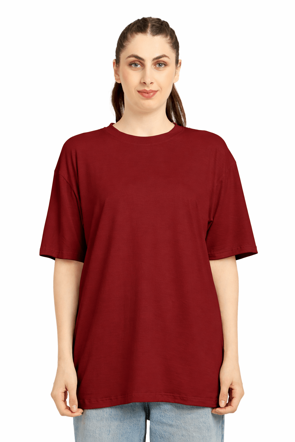Women Oversized Bamboo Plain T-Shirt – Soft, Breathable & Sustainable – Womens T-Shirt on Brown Living™. SKU: W-PLAIN-OVERSIZ-BLK-M. Img 7.