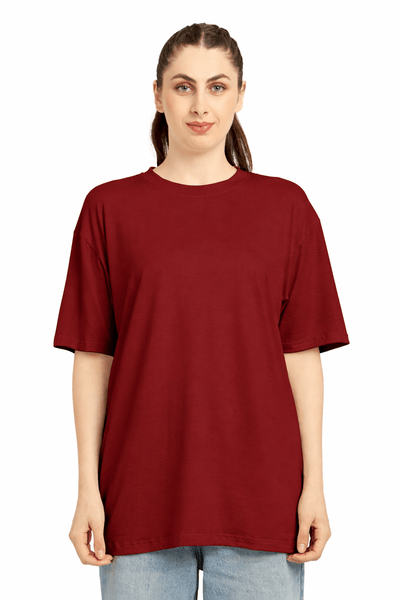 Women Oversized Bamboo Plain T-Shirt – Soft, Breathable & Sustainable – Womens T-Shirt on Brown Living™. SKU: W-PLAIN-OVERSIZ-BLK-M. Img 7.