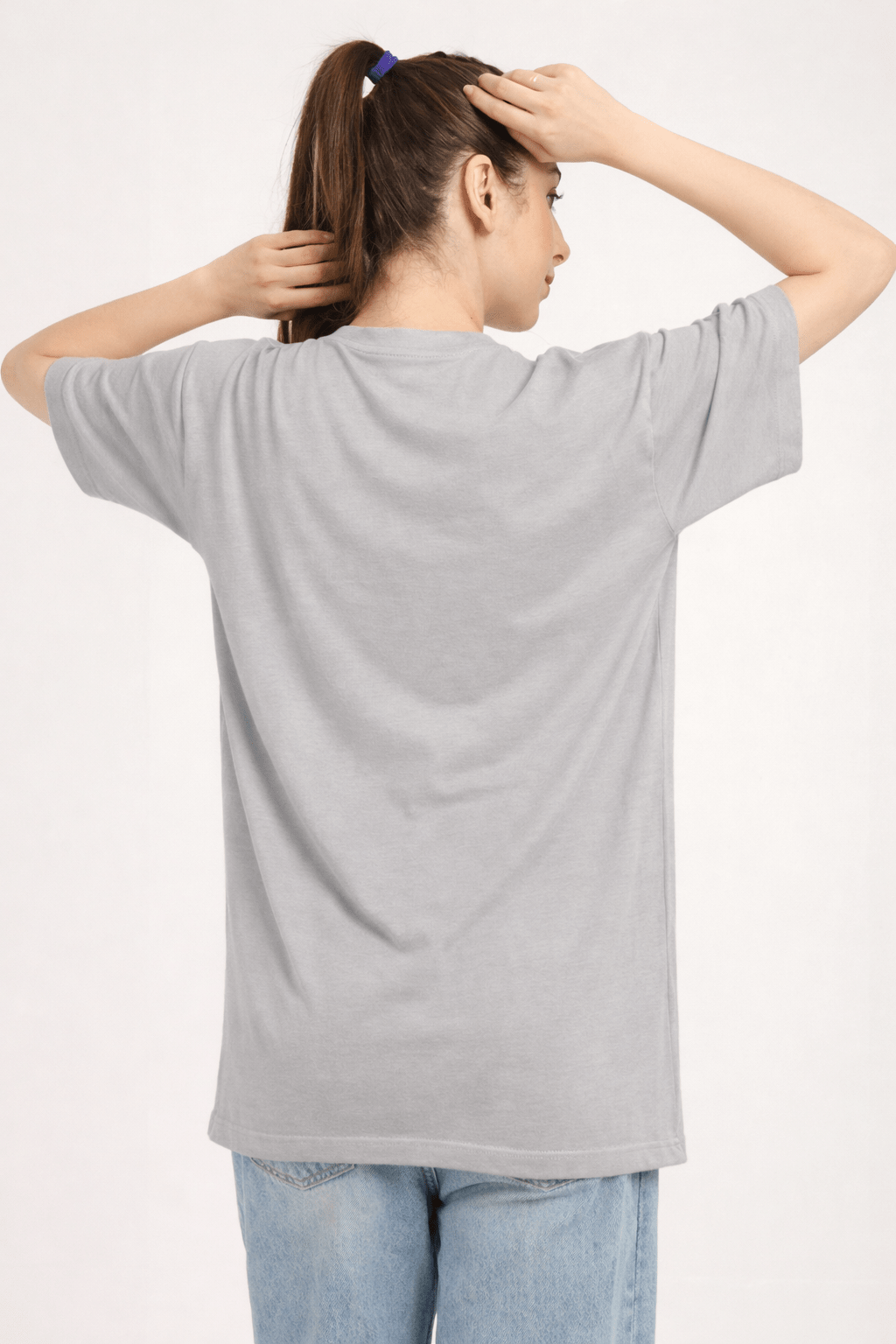 Women Oversized Bamboo Plain T-Shirt – Soft, Breathable & Sustainable – Womens T-Shirt on Brown Living™. SKU: W-PLAIN-OVERSIZ-GRAY-M. Img 22.