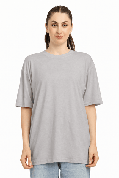 Women Oversized Bamboo Plain T-Shirt – Soft, Breathable & Sustainable – Womens T-Shirt on Brown Living™. SKU: W-PLAIN-OVERSIZ-GRAY-M. Img 21.