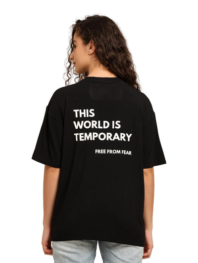 Women Oversized Bamboo T-Shirt – Soft, Breathable & Sustainable Fit – Womens T-Shirt on Brown Living™. SKU: W-WORLD-BLK-S. Img 24.