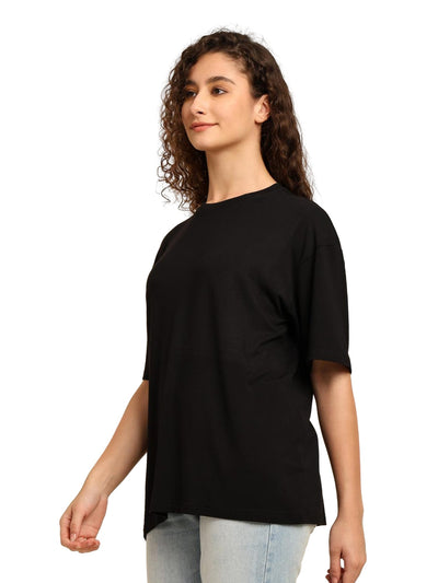 Women Oversized Bamboo T-Shirt – Soft, Breathable & Sustainable Fit – Womens T-Shirt on Brown Living™. SKU: W-WORLD-BLK-S. Img 25.