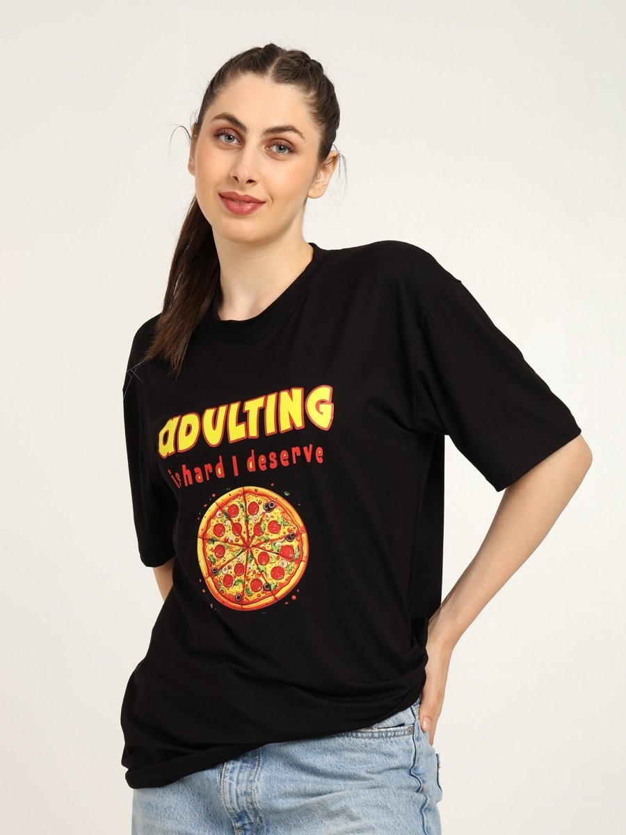 Women Oversized Bamboo T-Shirt – Soft, Breathable & Sustainable Fit – Womens T-Shirt by Bamboology available on Brown Living™. Black S. SKU: WOMEN - ADULTING - BLK - S. Img 3.