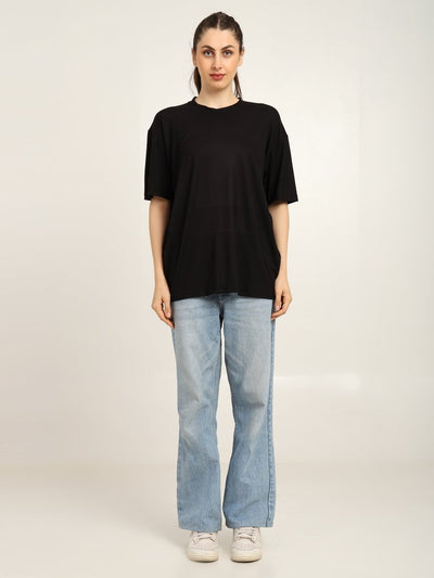 Women Oversized Bamboo T-Shirt – Soft, Breathable & Sustainable Fit – Womens T-Shirt by Bamboology available on Brown Living™. Black S. SKU: WOMEN - ADULTING - BLK - S. Img 6.