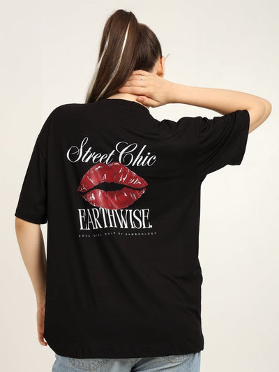 Women Oversized Bamboo T-Shirt – Soft, Breathable & Sustainable Fit – Womens T-Shirt by Bamboology available on Brown Living™. Black S. SKU: WOMEN - ADULTING - BLK - S. Img 7.