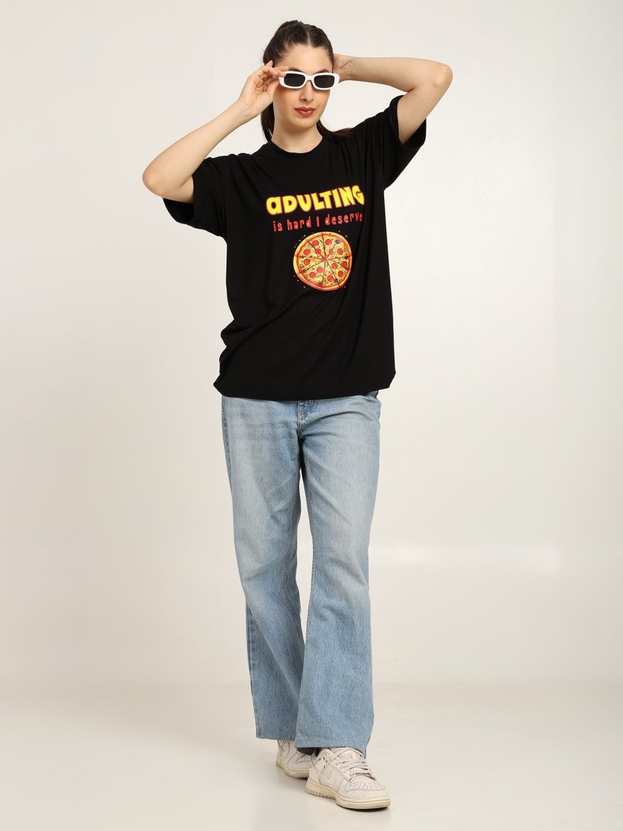 Women Oversized Bamboo T-Shirt – Soft, Breathable & Sustainable Fit – Womens T-Shirt by Bamboology available on Brown Living™. Black S. SKU: WOMEN - ADULTING - BLK - S. Img 4.