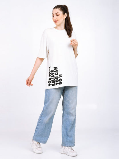 Women Oversized Bamboo T-Shirt – Soft, Breathable & Sustainable Fit – Womens T-Shirt by Bamboology available on Brown Living™. White M. SKU: WOMN - DO - IT - WHIT - M. Img 12.