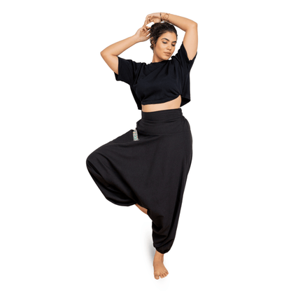 Women's Aladdin Harem Pants | Black – Womens Pants by Hope - House of Pure Eco available on Brown Living™. One Size . SKU: AL - HW - 15_M. Img 6.