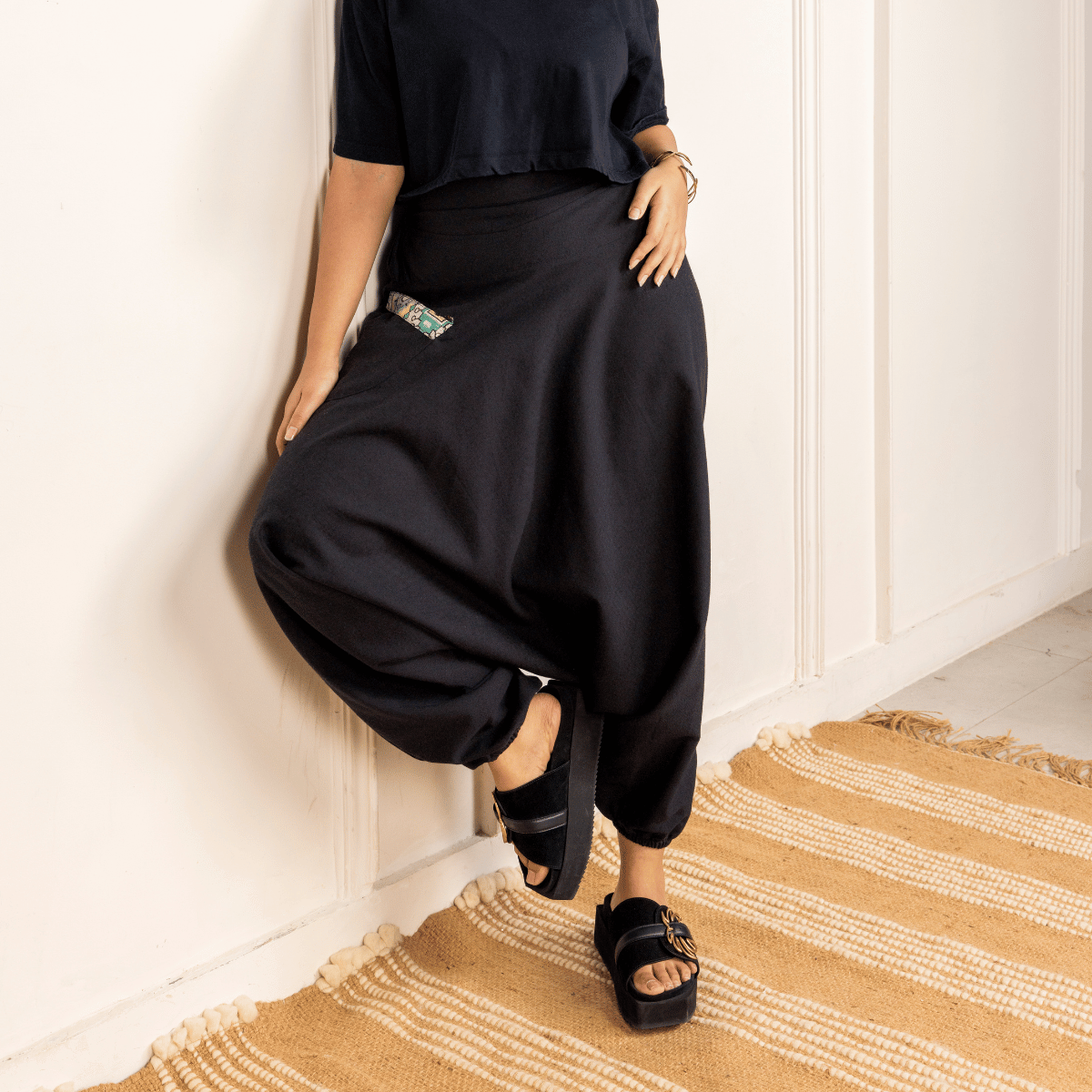 Women's Aladdin Harem Pants | Black – Womens Pants by Hope - House of Pure Eco available on Brown Living™. One Size . SKU: AL - HW - 15_M. Img 1.