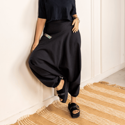 Women's Aladdin Harem Pants | Black – Womens Pants by Hope - House of Pure Eco available on Brown Living™. One Size . SKU: AL - HW - 15_M. Img 1.