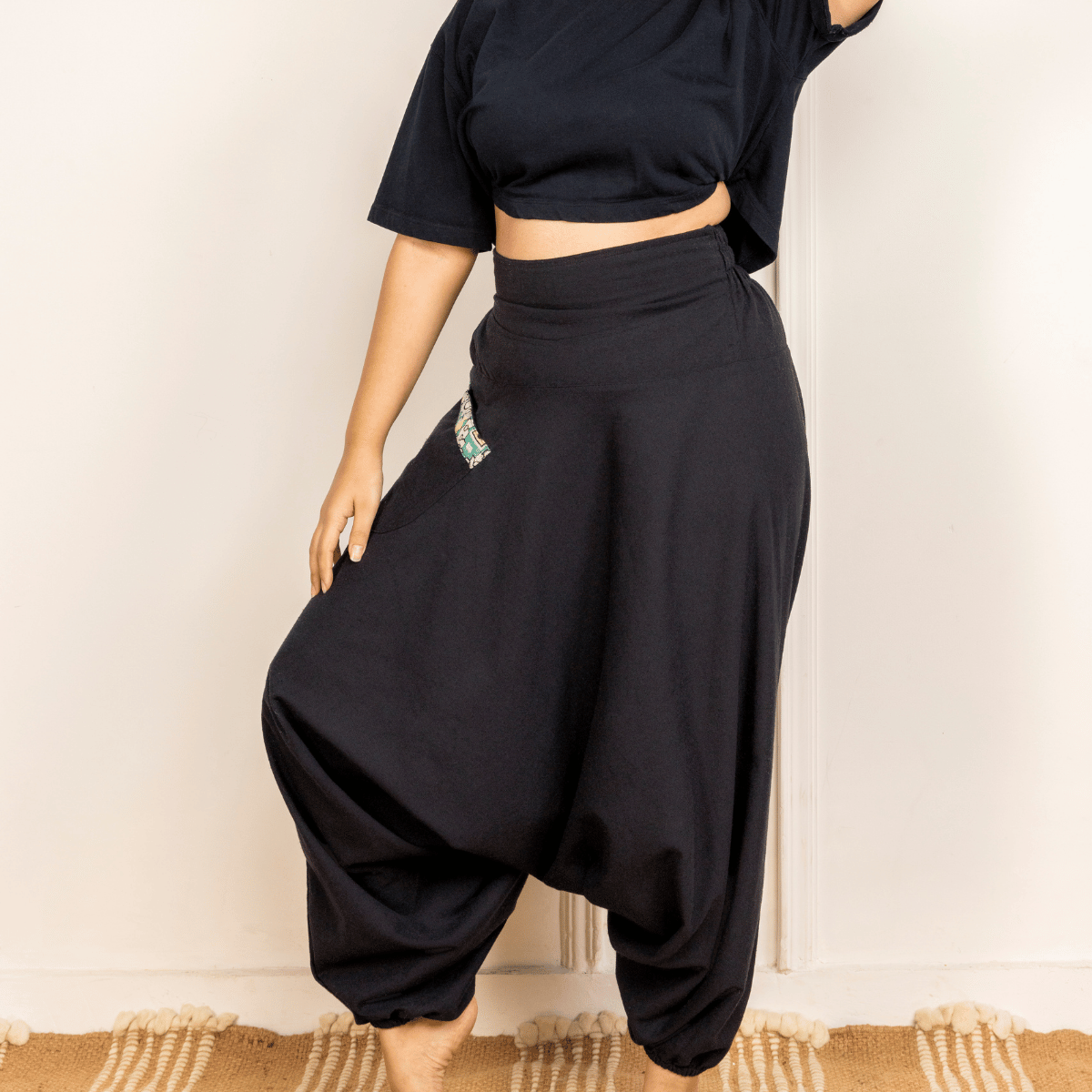Women's Aladdin Harem Pants | Black – Womens Pants by Hope - House of Pure Eco available on Brown Living™. One Size . SKU: AL - HW - 15_M. Img 2.