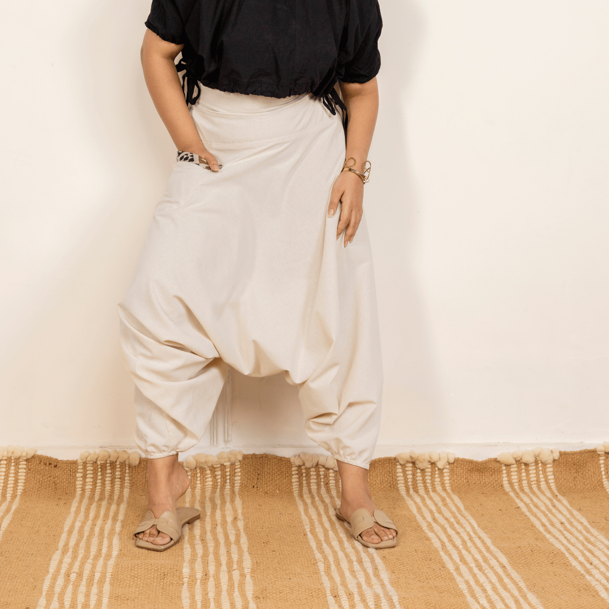 Women's Aladdin Harem Pants | Cream – Womens Pants by Hope - House of Pure Eco available on Brown Living™. One Size . SKU: AL - HW - 12_M. Img 2.