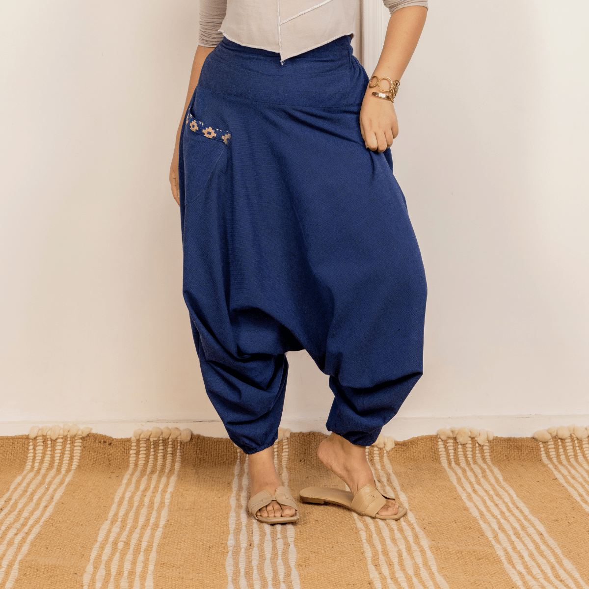 Women's Aladdin Harem Pants | Dark Blue – Womens Pants by Hope - House of Pure Eco available on Brown Living™. One Size . SKU: AL - HW - 11_M. Img 1.