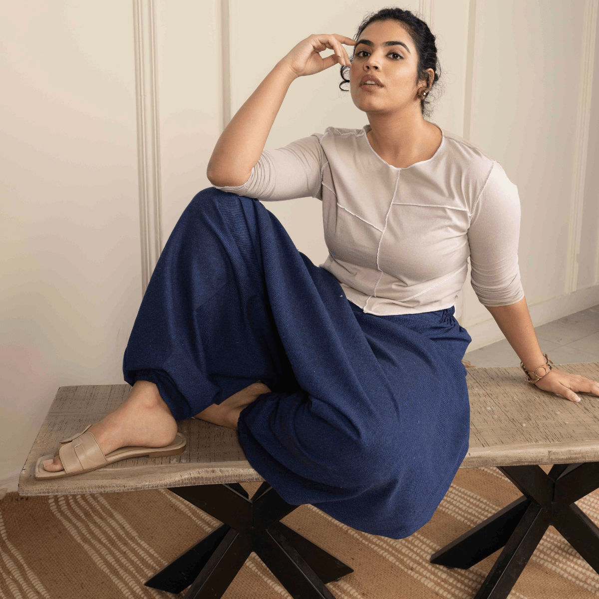 Women's Aladdin Harem Pants | Dark Blue – Womens Pants by Hope - House of Pure Eco available on Brown Living™. One Size . SKU: AL - HW - 11_M. Img 2.