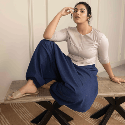 Women's Aladdin Harem Pants | Dark Blue – Womens Pants on Brown Living™. SKU: AL - HW - 11_M. Img 2.