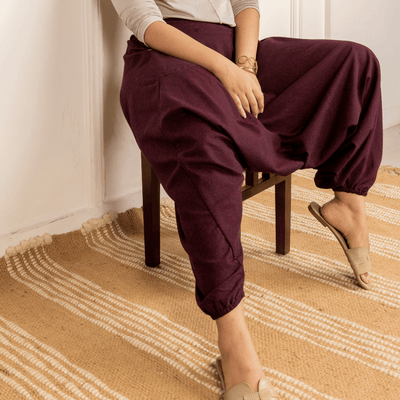 Women's Aladdin Harem Pants | Maroon – Womens Pants on Brown Living™. SKU: AL - HW - 14_M. Img 4.