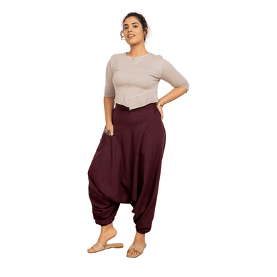 Women's Aladdin Harem Pants | Maroon – Womens Pants on Brown Living™. SKU: AL - HW - 14_M. Img 7.