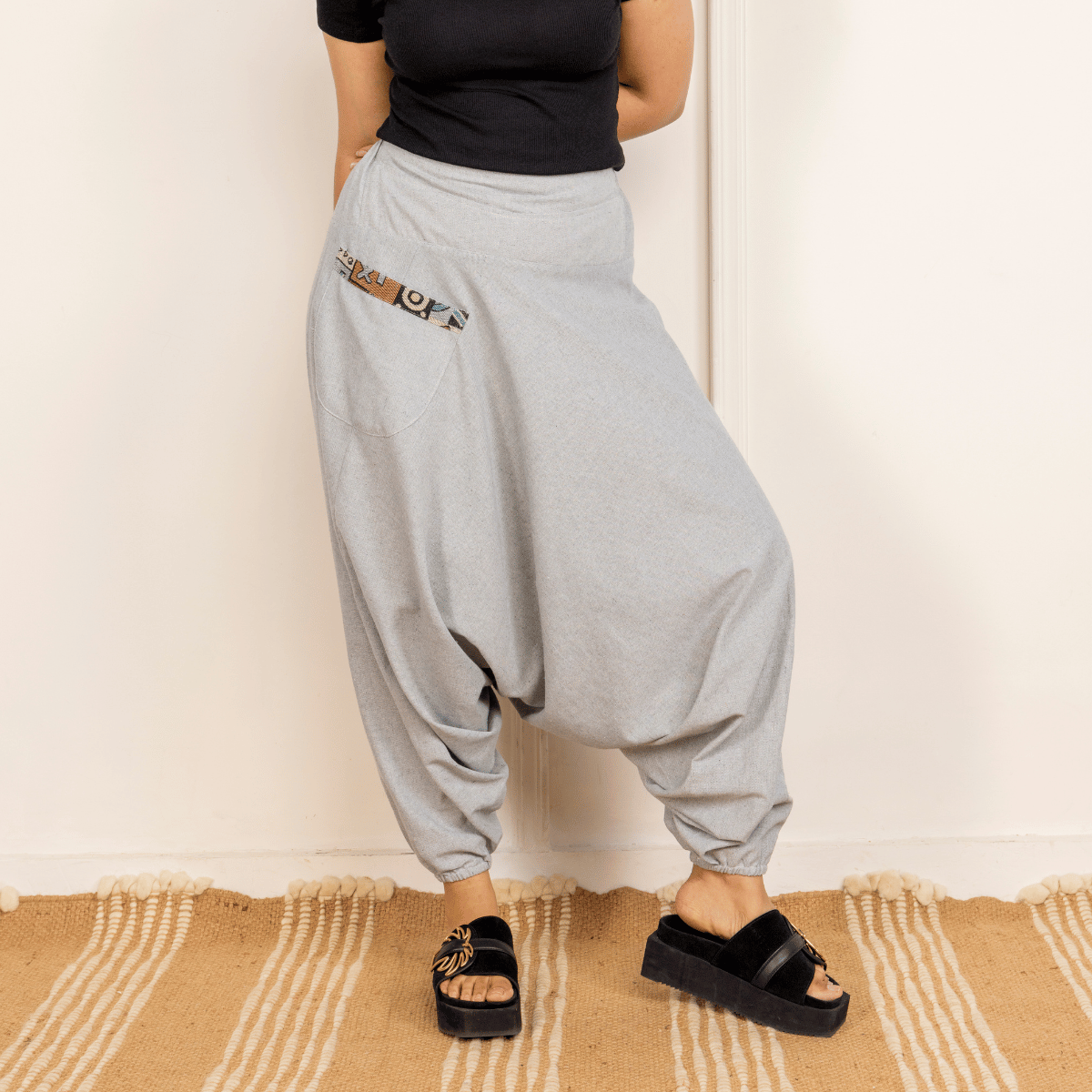 Women's Aladdin Harem Pants | Melange Grey – Womens Pants by Hope - House of Pure Eco available on Brown Living™. One Size . SKU: AL - HW - 17_M. Img 2.