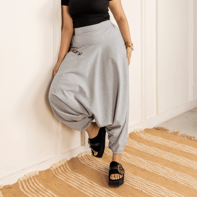 Women's Aladdin Harem Pants | Melange Grey – Womens Pants on Brown Living™. SKU: AL - HW - 17_M. Img 5.