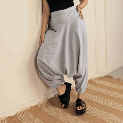 Women's Aladdin Harem Pants | Melange Grey – Womens Pants on Brown Living™. SKU: AL - HW - 17_M. Img 1.