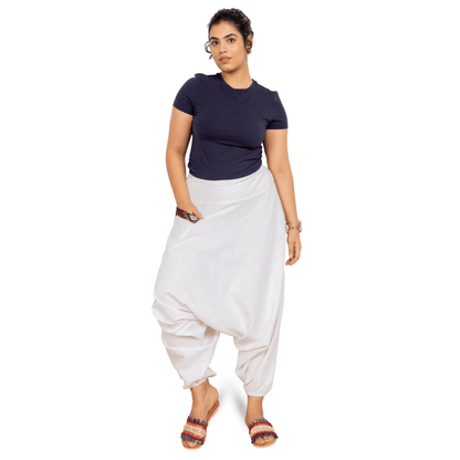 Women's Aladdin Harem Pants | White – Womens Pants by Hope - House of Pure Eco available on Brown Living™. One Size . SKU: AL - HW - white_M. Img 5.