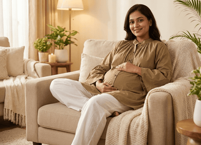 Women’s Boho Maternity Top | Soft, Breathable Comfort for Every Stage – Womens Top on Brown Living™. SKU: 2126024-03-006. Img 4.