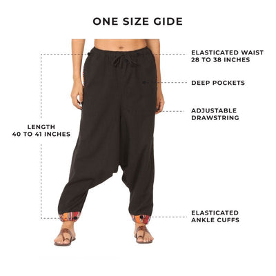 Women's Designer Harem Pants | Black | Fits Waist Size 28" to 36" – Womens Pants on Brown Living™. SKU: BT01025ND. Img 3.
