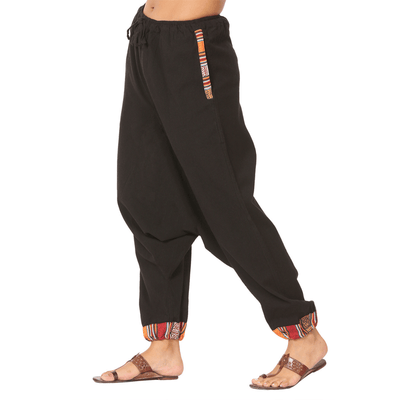 Women's Designer Harem Pants | Black | Fits Waist Size 28" to 36" – Womens Pants on Brown Living™. SKU: BT01025ND. Img 4.