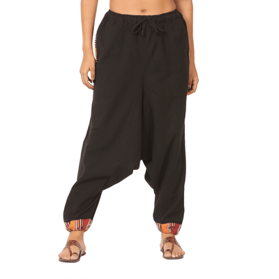 Women's Designer Harem Pants | Black | Fits Waist Size 28" to 36" – Womens Pants on Brown Living™. SKU: BT01025ND. Img 1.