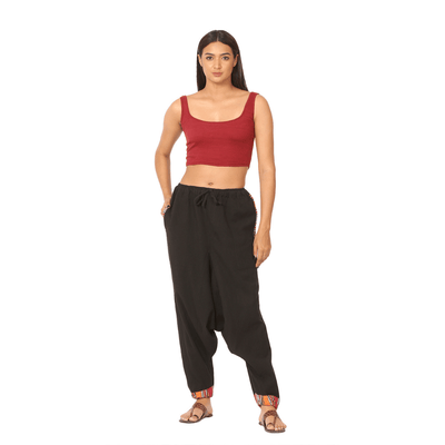 Women's Designer Harem Pants | Black | Fits Waist Size 28" to 36" – Womens Pants on Brown Living™. SKU: BT01025ND. Img 7.