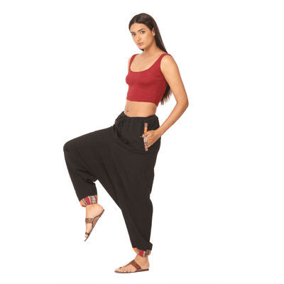 Women's Designer Harem Pants | Black | Fits Waist Size 28" to 36" – Womens Pants on Brown Living™. SKU: BT01025ND. Img 5.