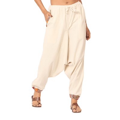 Women's Designer Harem Pants | Cream | Fits Waist Size 28" to 36" – Womens Pants on Brown Living™. SKU: BT01022ND. Img 9.