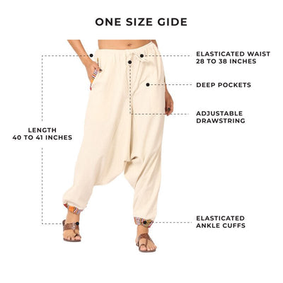 Women's Designer Harem Pants | Cream | Fits Waist Size 28" to 36" – Womens Pants on Brown Living™. SKU: BT01022ND. Img 10.