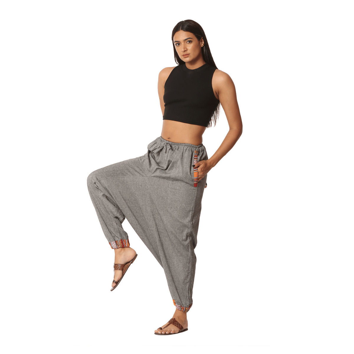 Women's Designer Harem Pants | Grey | Fits Waist Size 28" to 36" – Womens Pants by Hope - House of Pure Eco available on Brown Living™. . SKU: BT01023ND. Img 4.