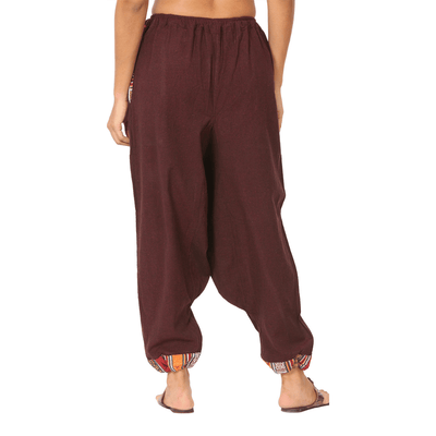 Women's Designer Harem Pants | Maroon | Fits Waist Size 28" to 36" – Womens Pants on Brown Living™. SKU: BT01024ND. Img 2.