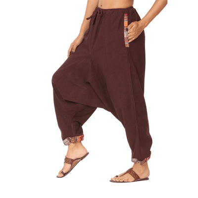 Women's Designer Harem Pants | Maroon | Fits Waist Size 28" to 36" – Womens Pants on Brown Living™. SKU: BT01024ND. Img 6.