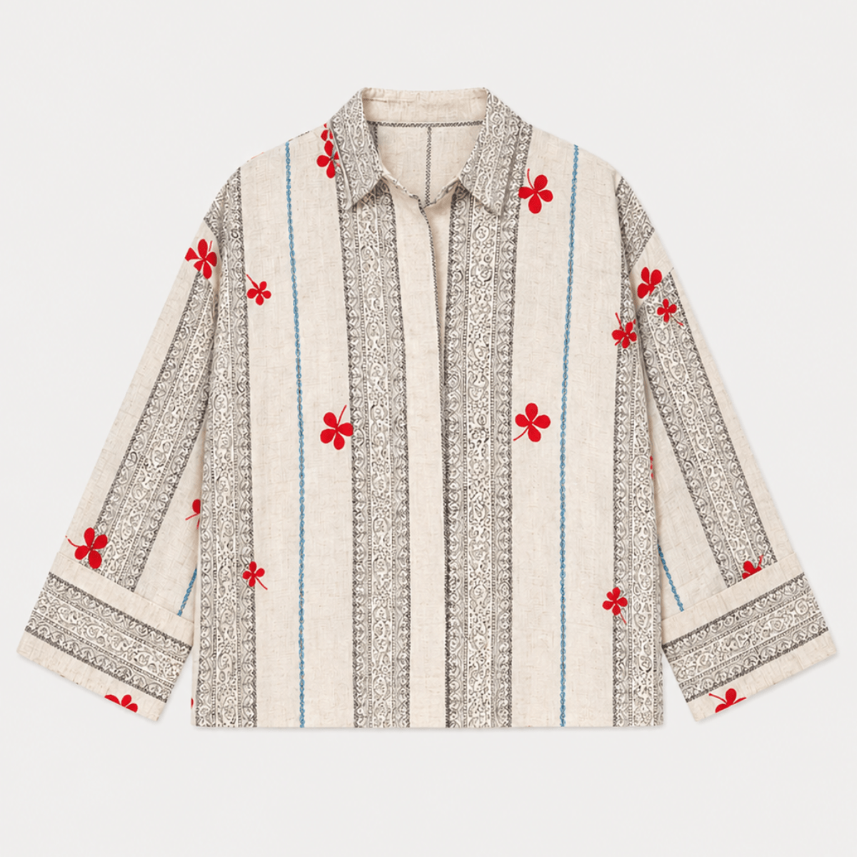 Women’s Embroidered Shirt | Cotton Casual Top – Womens Shirt on Brown Living™. SKU: ER-ELARA-SH-S-01. Img 2.