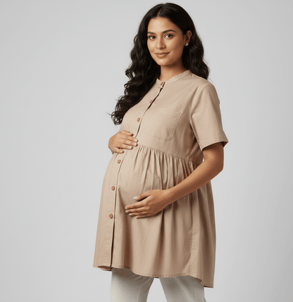 Women’s Front Open Maternity Top | Comfortable Wear for All Stages – Womens Top on Brown Living™. SKU: 2126025-03-02. Img 2.