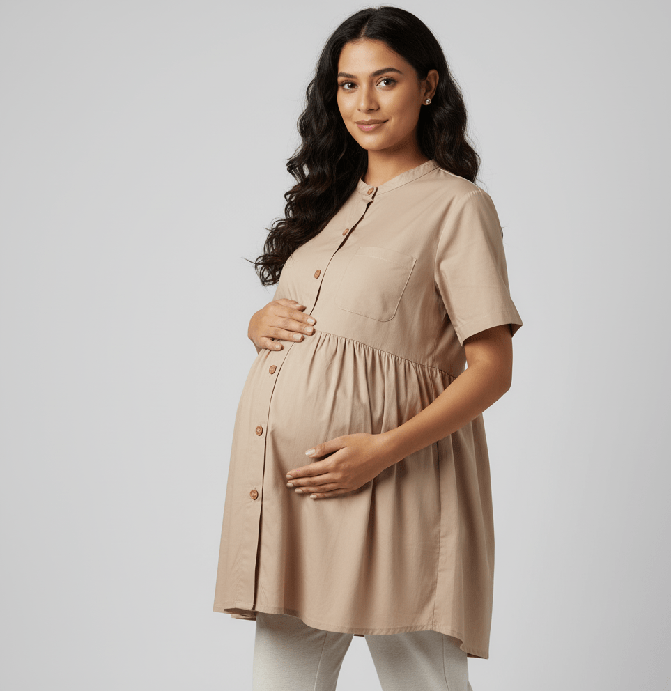 Women’s Front Open Maternity Top | Comfortable Wear for All Stages – Womens Top on Brown Living™. SKU: 2126025-03-02. Img 2.