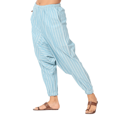 Women's Harem Pant | Blue Stripes | Fits Waist Size 28" to 36" – Womens Pants on Brown Living™. SKU: BT01026. Img 5.