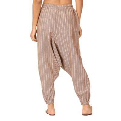 Women's Harem Pant | Brown Stripes | Fits Waist Size 28" to 36" – Womens Pants on Brown Living™. SKU: BT1029. Img 5.
