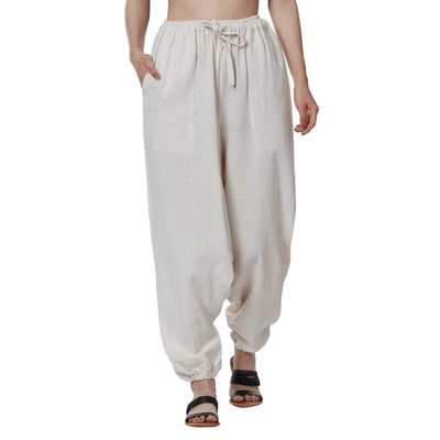 Women's Harem Pant | Cream | Fits Waist Size 28" to 36" – Womens Pants on Brown Living™. SKU: BT01022. Img 10.