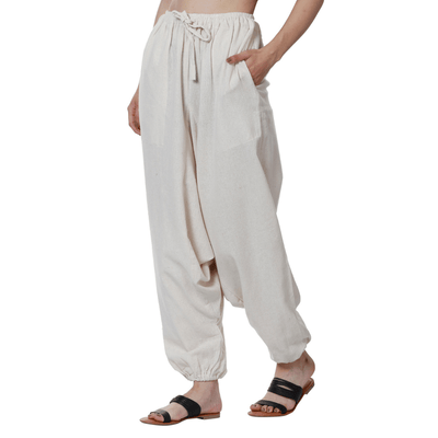 Women's Harem Pant | Cream | Fits Waist Size 28" to 36" – Womens Pants on Brown Living™. SKU: BT01022. Img 5.
