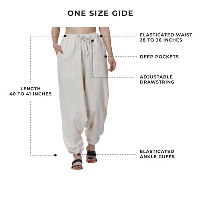Women's Harem Pant | Cream | Fits Waist Size 28" to 36" – Womens Pants on Brown Living™. SKU: BT01022. Img 3.