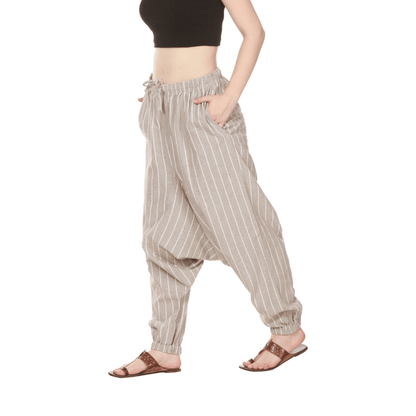Women's Harem Pant | Grey Stripes | Fits Waist Size 28" to 36" – Womens Pants by Hope - House of Pure Eco available on Brown Living™. . SKU: BT01030. Img 5.