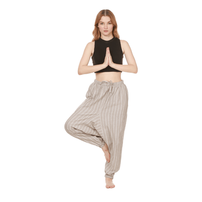 Women's Harem Pant | Grey Stripes | Fits Waist Size 28" to 36" – Womens Pants on Brown Living™. SKU: BT01030. Img 6.